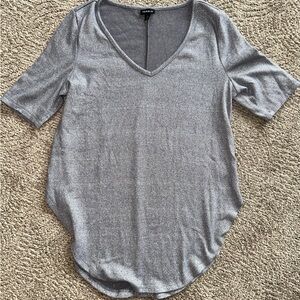 Express Silver V-Neck Women's Top